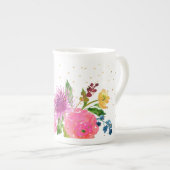 PixDezinesフローラ/水彩画/ランヌカルス ボーンチャイナマグカップ (正面右)