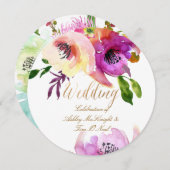 PixDezinesフローラ/水彩/バラ 招待状 (正面/裏面)