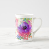 PixDezinesフローラ/水彩/春ブーケ ボーンチャイナマグカップ (右)