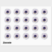 PixDezinesフローラ/white anemones/purple ラウンドシール (シート)
