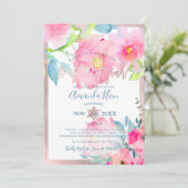 PixDezinesフローラWatercolorバルミツワー 招待状 (スタンド正面)