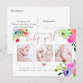 PixDezinesフローラWatercolor Baby Girl 案内ポストカード (正面/裏面)