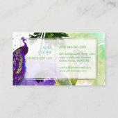 PixDezinesフローラWatercolor/Peacock/金ゴールドSpecks 名刺 (裏面)