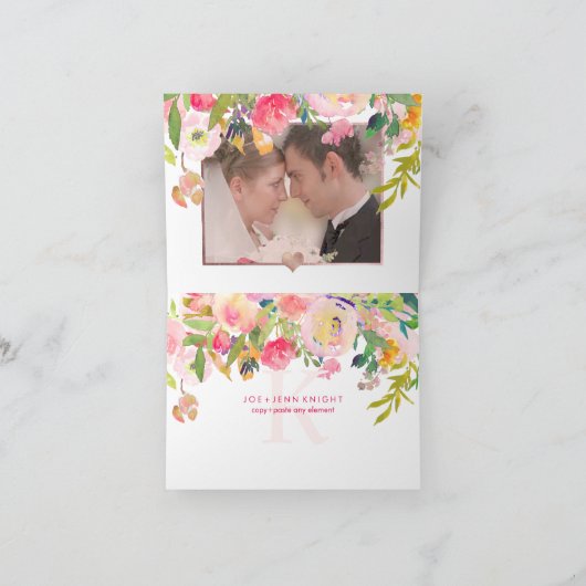 PixDezinesフローラWatercolor/Photoありがとうございました サンキューカード (内部)