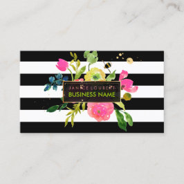 PixDezinesフローラwatercolor/ranunculus/ストライプLomes 名刺