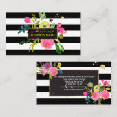 PixDezinesフローラwatercolor/ranunculus/ストライプLomes 名刺 (正面/裏面)