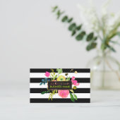 PixDezinesフローラwatercolor/ranunculus/ストライプLomes 名刺 (スタンド正面)