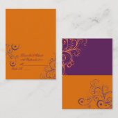 PixDezinesフローリッシュスワーズのテント座席表/オレンジ プレイスカード (正面/裏面)