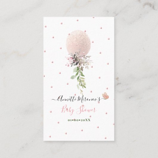 PixDezinesブックリクエストグリッター赤面バラバルーン プレイスカード (裏面)