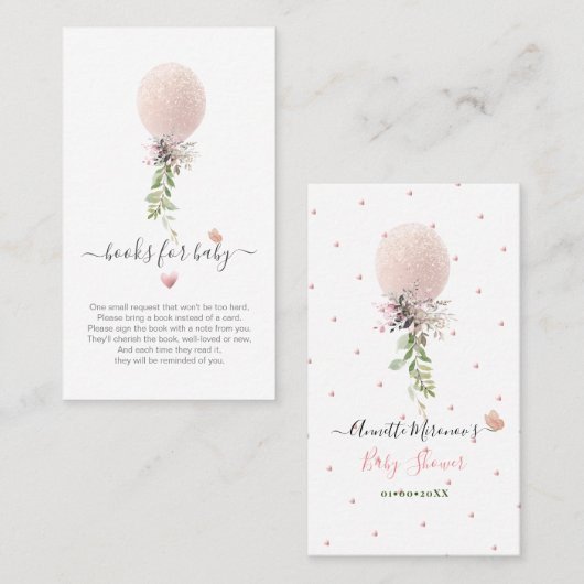 PixDezinesブックリクエストグリッター赤面バラバルーン プレイスカード (正面/裏面)