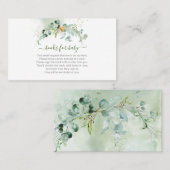 PixDezinesブックリクエスト水カラーユーカリEncl プレイスカード (正面/裏面)