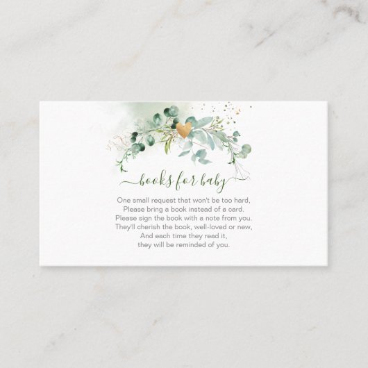 PixDezinesブックリクエスト水カラーユーカリEncl プレイスカード (正面)