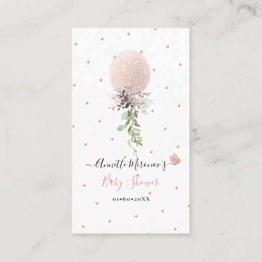 PixDezinesブックリクエスト、グリッターblushRoseバルーン エンクロージャーカード (裏面)