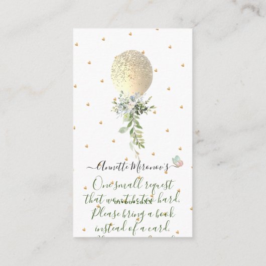 PixDezinesブックリクエスト、水彩金ゴールドバルーン エンクロージャーカード (裏面)