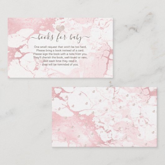 PixDezinesブックリクエスト、赤面大理石+ハートEnclo プレイスカード (正面/裏面)