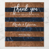 PixDezinesブフェイクローゼ/ブルーマーブルストライプ ワインラベル (シングルラベル)