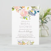 PixDezinesブライダルシャワーパステルウォーターカラーフラワーズ 招待状 (スタンド正面)