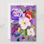 PixDezinesブライダルシャワーフローラWatercolor、Purple 招待状 (裏面)