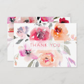 PixDezinesブライダルシャワー水カラー春フローラ サンキューカード (正面/裏面)