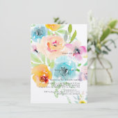 PixDezinesブライダルシャワー水カラー春フローラ 招待状 (スタンド正面)