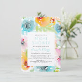 PixDezinesブライダルシャワー水カラー春フローラ 招待状 (スタンド正面)