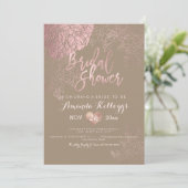 PixDezinesブライダルシャワー/バラ/バラ金ゴールド/フォイルフェイクス 招待状 (スタンド正面)