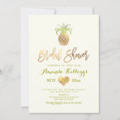 PixDezinesブライダルシャワー/フェイク金ゴールド/パイナップル 招待状 (正面)
