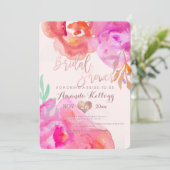 PixDezinesブライダルシャワー/フローラ/水彩/バラ 招待状 (スタンド正面)