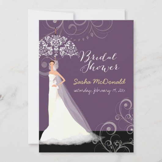 PixDezinesブライダルシャワー/傘 招待状 (正面)