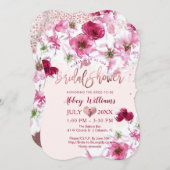 PixDezinesブライダルシャワー/暗いさくらんぼの花 招待状 (正面/裏面)