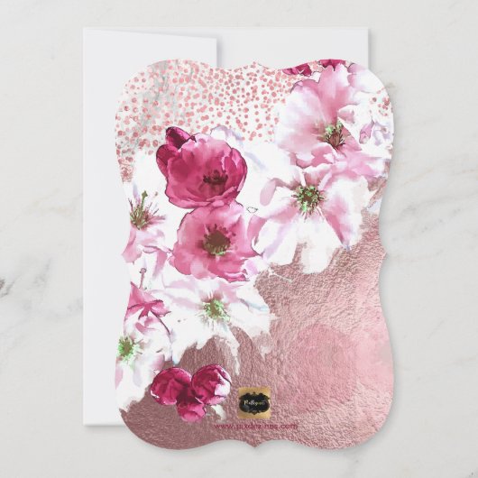 PixDezinesブライダルシャワー/暗いさくらんぼの花 招待状 (裏面)