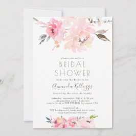 PixDezinesブライダルシャワーWatercolor赤面Peonies 招待状