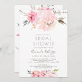 PixDezinesブライダルシャワーWatercolor赤面Peonies 招待状 (正面/裏面)