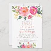 PixDezinesブライダルシャワーWatercolor Summer Peonies 招待状 (正面)