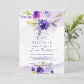 PixDezinesブライダルシャワーWatercolor Violet Peonies 招待状 (スタンド正面)