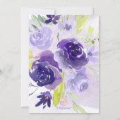 PixDezinesブライダルシャワーWatercolor Violet Peonies 招待状 (裏面)