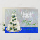 PixDezinesブライダルブランチ/ダイイベント/ピーコックケーキ 招待状 (正面/裏面)