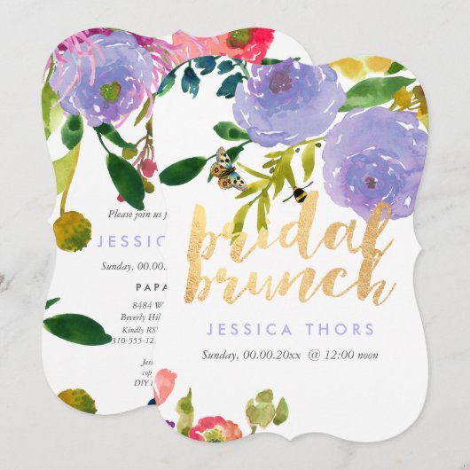 PixDezinesブライダルBrunch Ranunculus/DIY Bckgrnd 招待状 (正面/裏面)