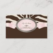 PixDezinesブラウン、ピンク、ベージュゼブラストライプ 名刺 (裏面)