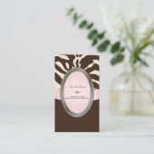 PixDezinesブラウン、ピンク、ベージュゼブラストライプ 名刺 (スタンド正面)