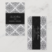 PixDezinesブラックエティエンヌヴィンテージダマスク 名刺 (正面/裏面)