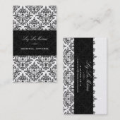 PixDezinesブラックセラインヴィンテージダマスク 名刺 (正面/裏面)