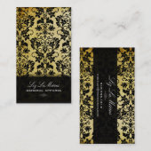 PixDezinesブラックタンザヴィンテージダマスク 名刺 (正面/裏面)