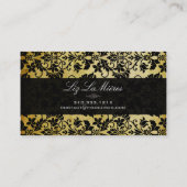 PixDezinesブラックタンザヴィンテージダマスク 名刺 (裏面)