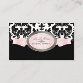 PixDezinesブラックベルベットバロックDamask 名刺 (正面)
