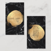 PixDezinesブラックマーブル+フェイク金ゴールドスポット 名刺 (正面/裏面)