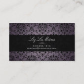 PixDezinesブラック+パープルドルチェヴィンテージダマスク 名刺 (裏面)