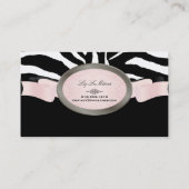 PixDezinesブラック、ピンク、ホワイトのゼブラストライプ 名刺 (裏面)