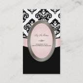 PixDezinesブラック、ピンク、ホワイトオリビアダマスク 名刺 (裏面)