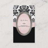 PixDezinesブラック、ピンク、ホワイトピケ・ダマスク 名刺 (裏面)